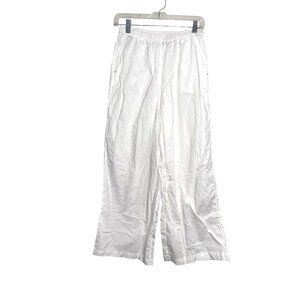 Lunya Womens White Wide-Leg Pants S 100% Cotton Elastic Waist Made In China